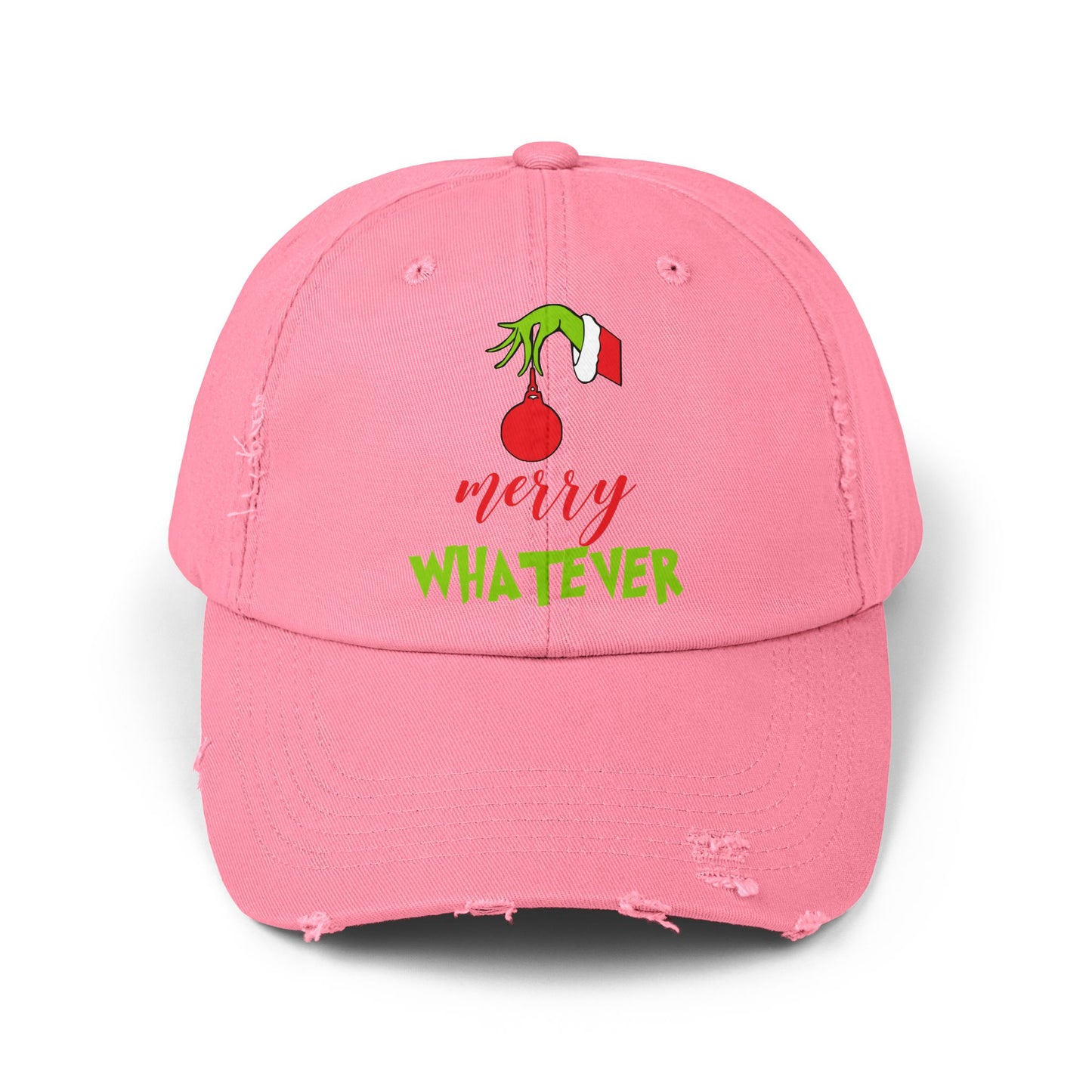 Merry Whatever Distressed Cap - Unisex Holiday Hat