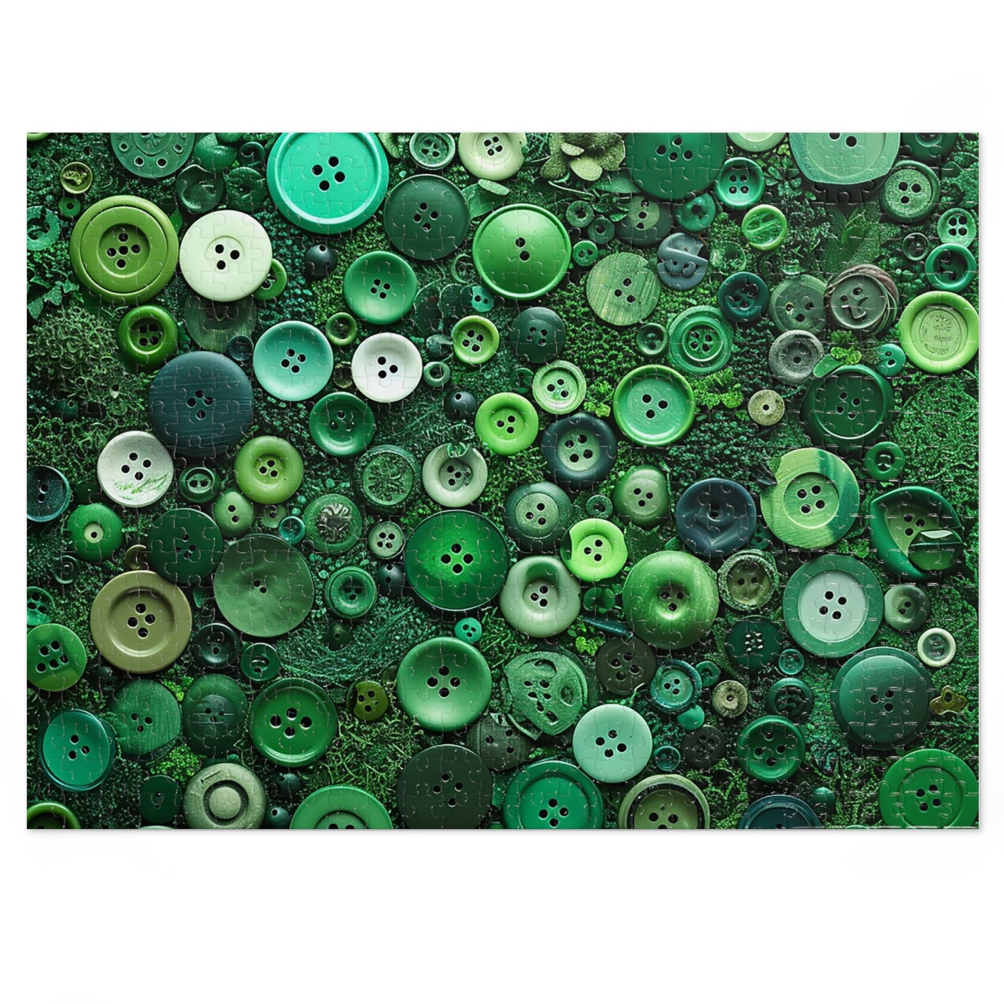 Green Buttons Laying in the Grass Jigsaw Puzzle (30, 110, 252, 500,1000-Piece)