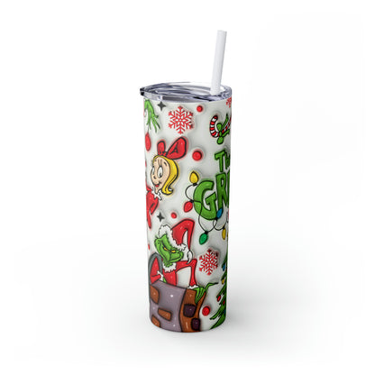 The Grinch Christmas Skinny Tumbler with Straw, 20oz