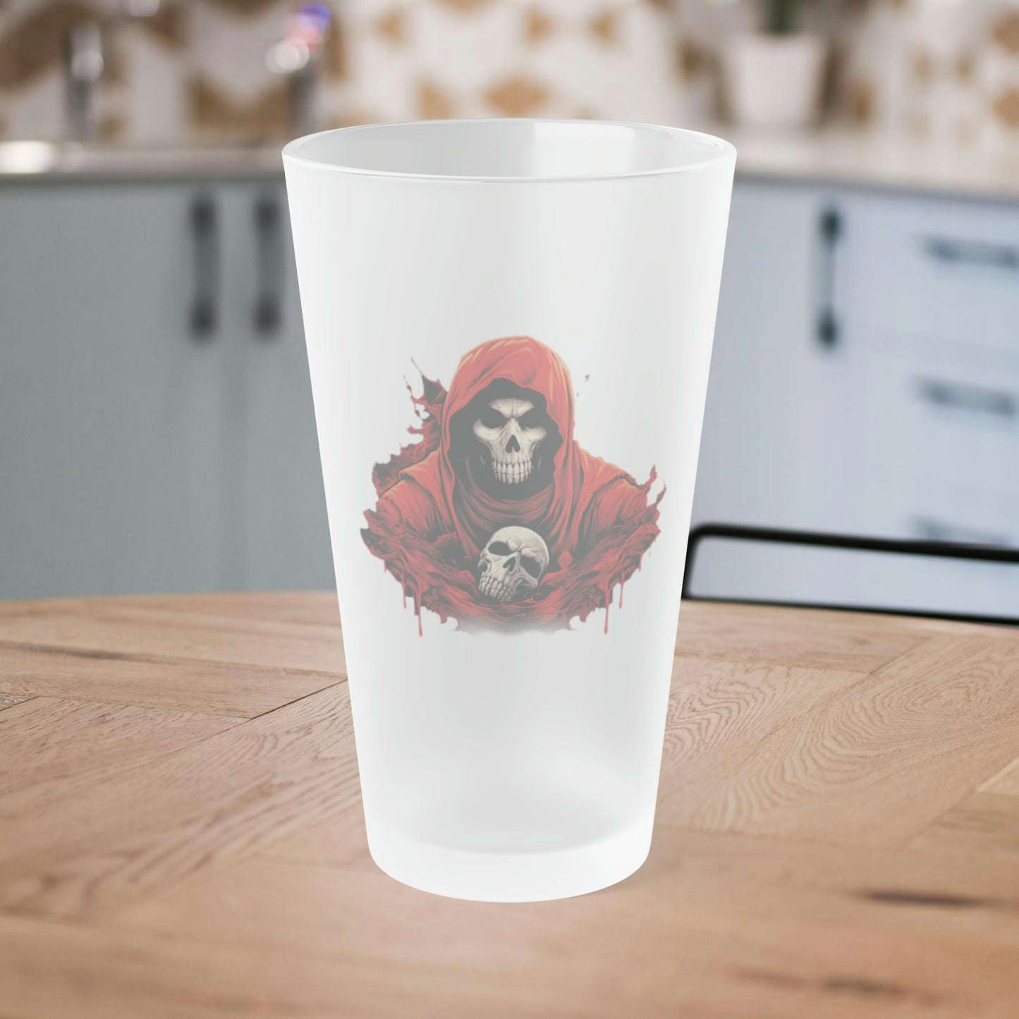 Evil Skeleton Frosted Pint Glass, 16oz