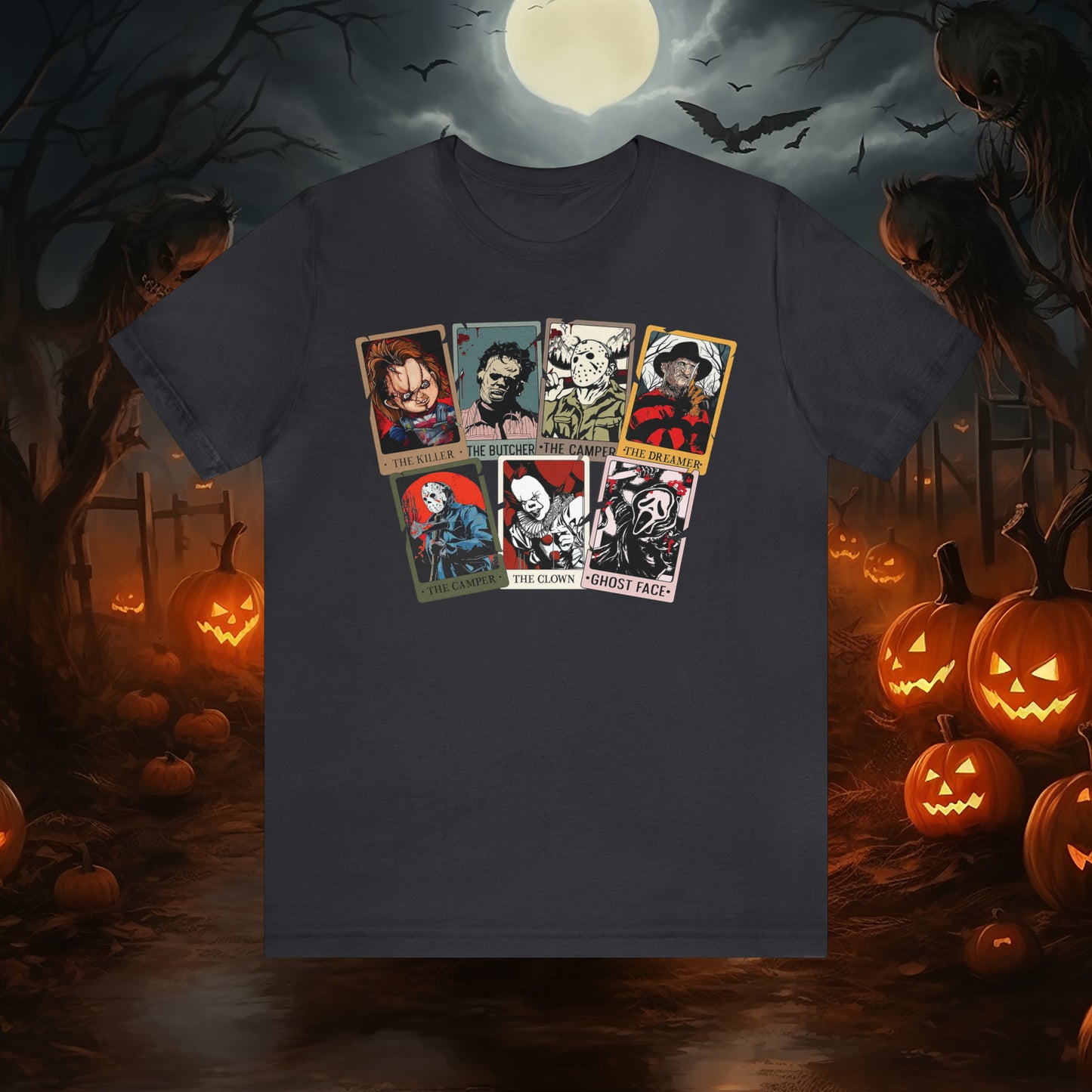 Horror Tarot Cards Halloween Unisex Jersey Short Sleeve Tee