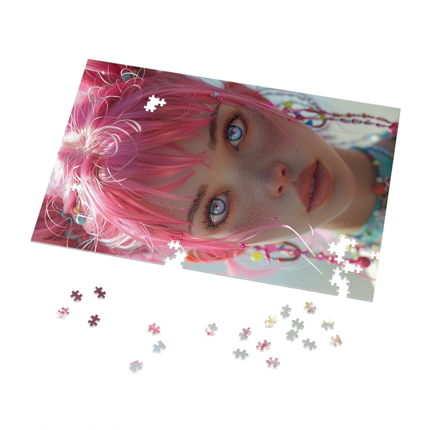 Pink Haired Anime Girl  Jigsaw Puzzle (30, 110, 252, 500,1000-Piece)