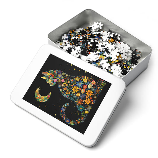Flower Cat with the Night Sky Jigsaw Puzzle (30, 110, 252, 500,1000-Piece)