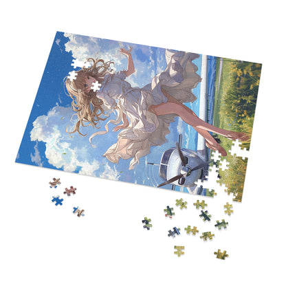 Young Anime Girl and her Airplane Jigsaw Puzzle (30, 110, 252, 500,1000-Piece)