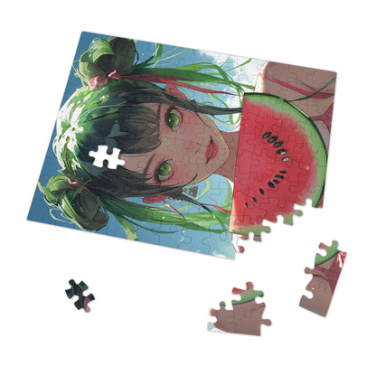 Young Anime Girl with a Watermelon  Jigsaw Puzzle (30, 110, 252, 500,1000-Piece)