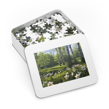 Birch Trees and Daffodils  Jigsaw Puzzle (30, 110, 252, 500,1000-Piece)