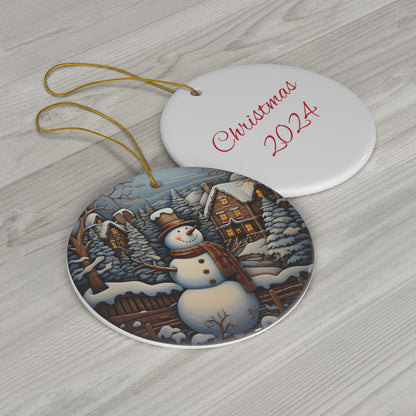 2024 Christmas Snowman Ceramic Ornament