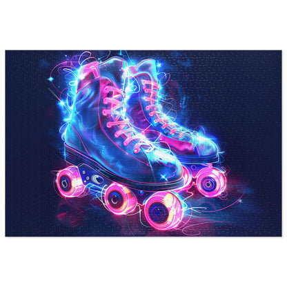 Pink and Blue Psychedelic Skates Jigsaw Puzzle (30, 110, 252, 500,1000-Piece)