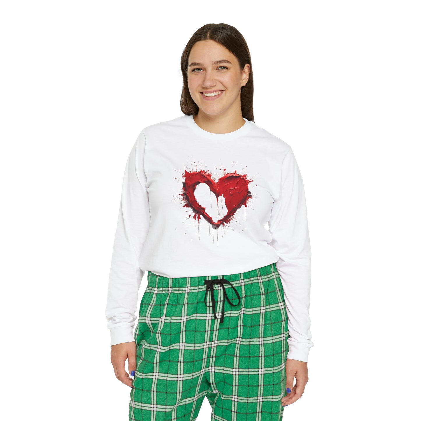 Paint Poured Heart  Women's Long Sleeve Pajama Set