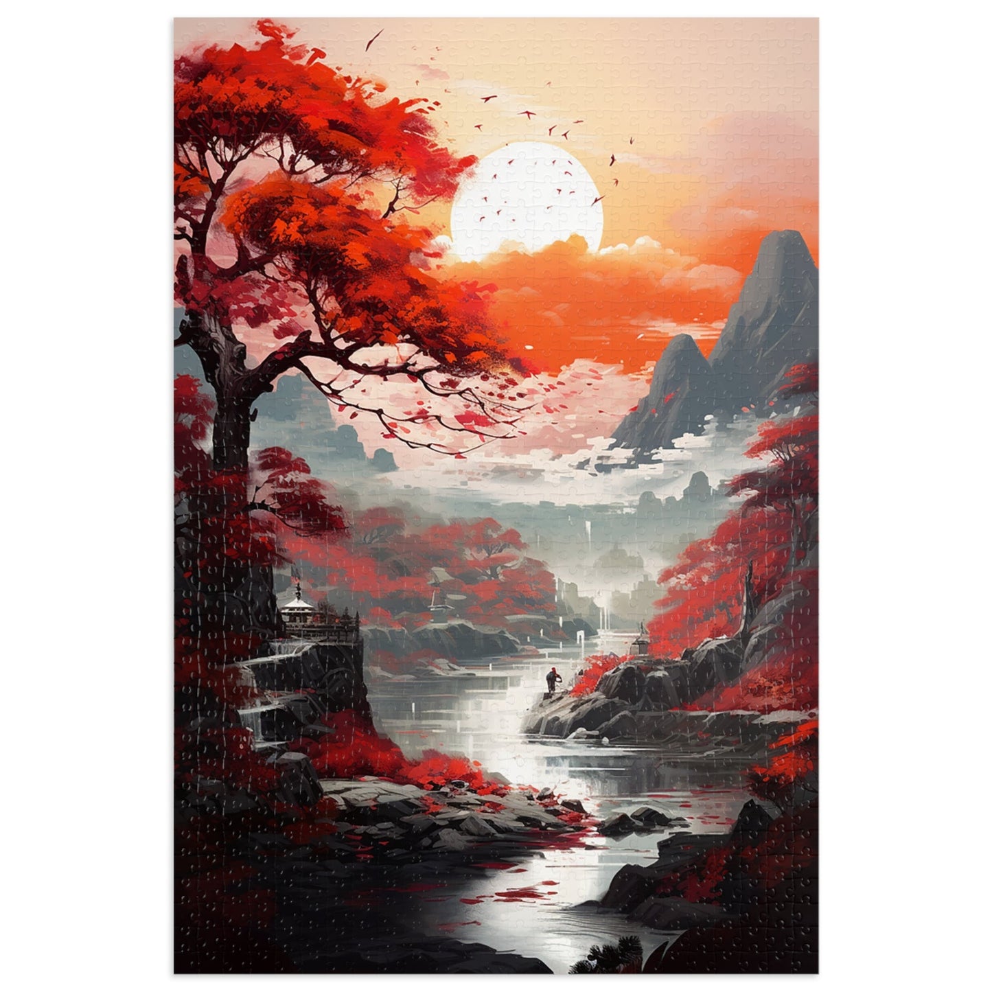 Mountain Stream at Sunset Jigsaw Puzzle (30, 110, 252, 500,1000-Piece)