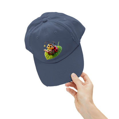 The Ladybug Reading Her Book   Distressed Cap - Unisex