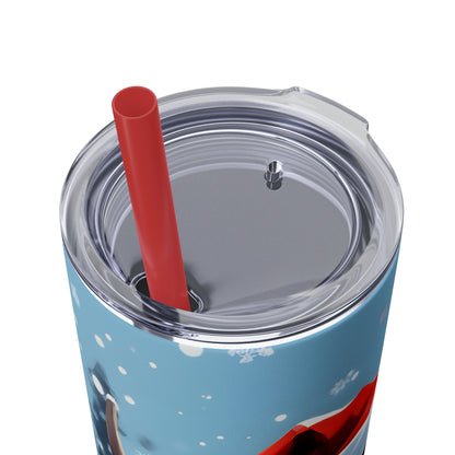 Christmas Cow  Skinny Tumbler with Straw, 20oz