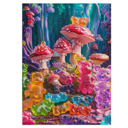 Mystical Gummy Bears and Mushrooms Jigsaw Puzzle (30, 110, 252, 500,1000-Piece)