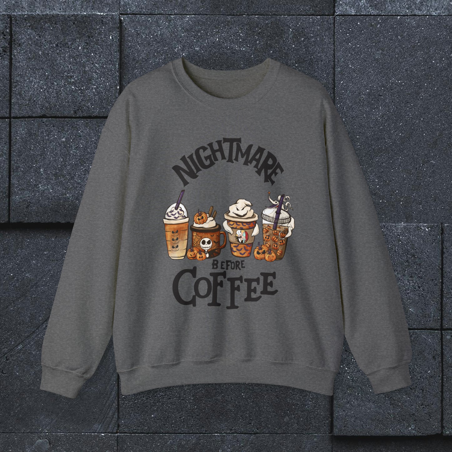 Nightmare Before Coffee Halloween Shirt, Halloween Sweatshirt, Unisex Heavy Blend™ Crewneck Sweatshirt