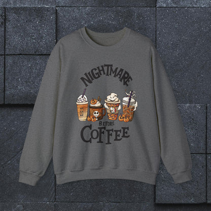 Nightmare Before Coffee Halloween Shirt, Halloween Sweatshirt, Unisex Heavy Blend™ Crewneck Sweatshirt