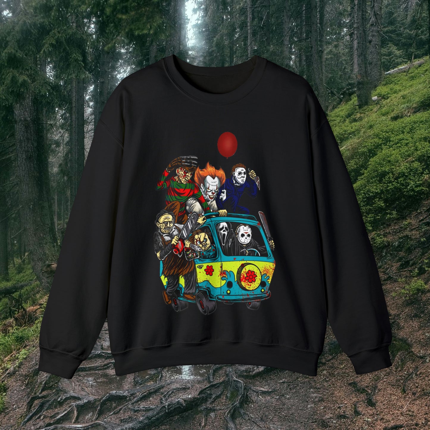 Mystery Machine Horror Friends Halloween Unisex Heavy Blend™ Crewneck Sweatshirt