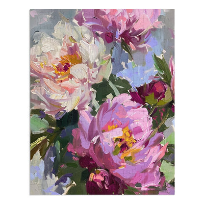 Oil Painting of Pink Flowers  Jigsaw Puzzle (30, 110, 252, 500,1000-Piece)