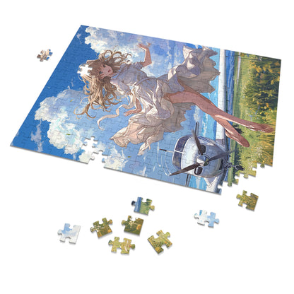 Young Anime Girl and her Airplane Jigsaw Puzzle (30, 110, 252, 500,1000-Piece)