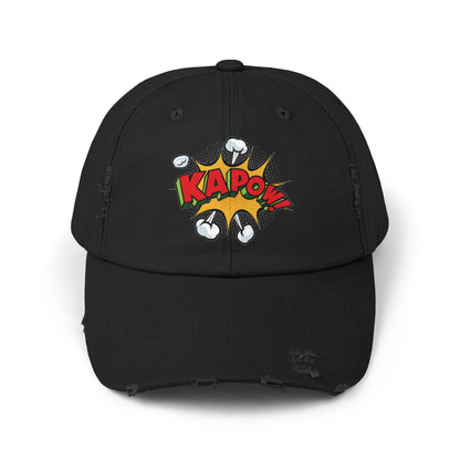 Unisex Distressed Cap - Comic Style 'KAPOW!' Graphic Hat for Bold Adventure Lovers