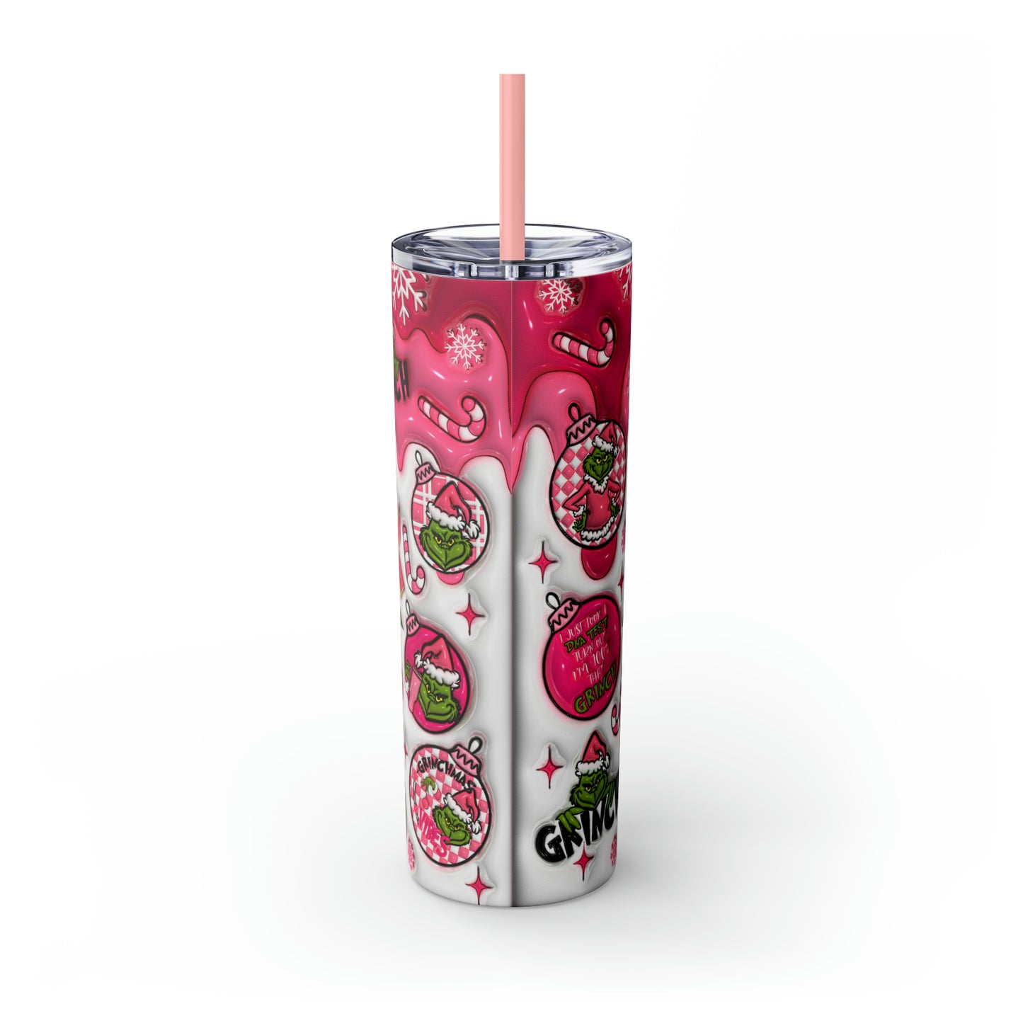 F Them Bliss Grinch  Skinny Tumbler with Straw, 20oz