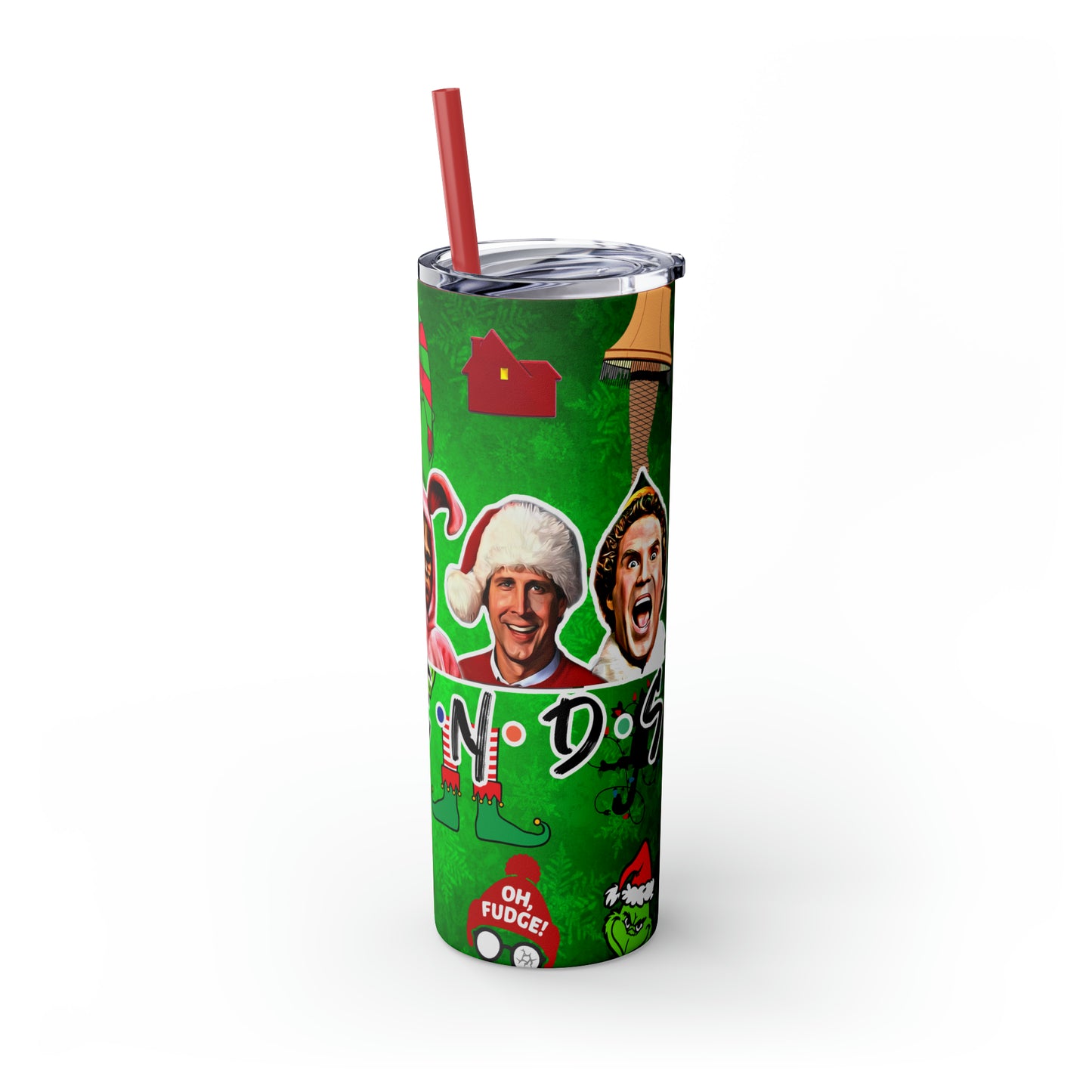 Christmas Friends  Skinny Tumbler with Straw, 20oz