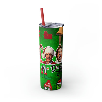 Christmas Friends  Skinny Tumbler with Straw, 20oz