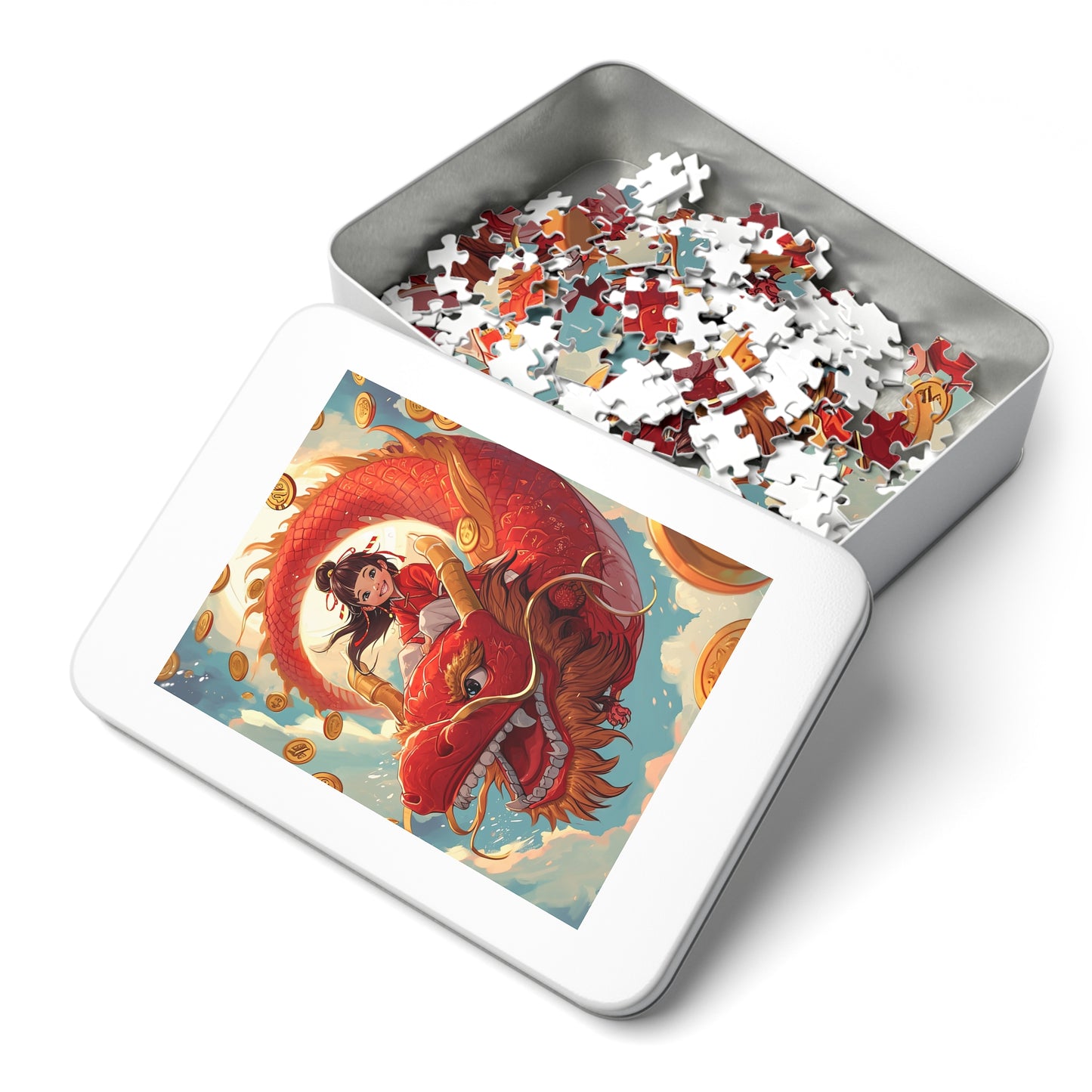 Riding the Red Chinese Dragon  Jigsaw Puzzle (30, 110, 252, 500,1000-Piece)