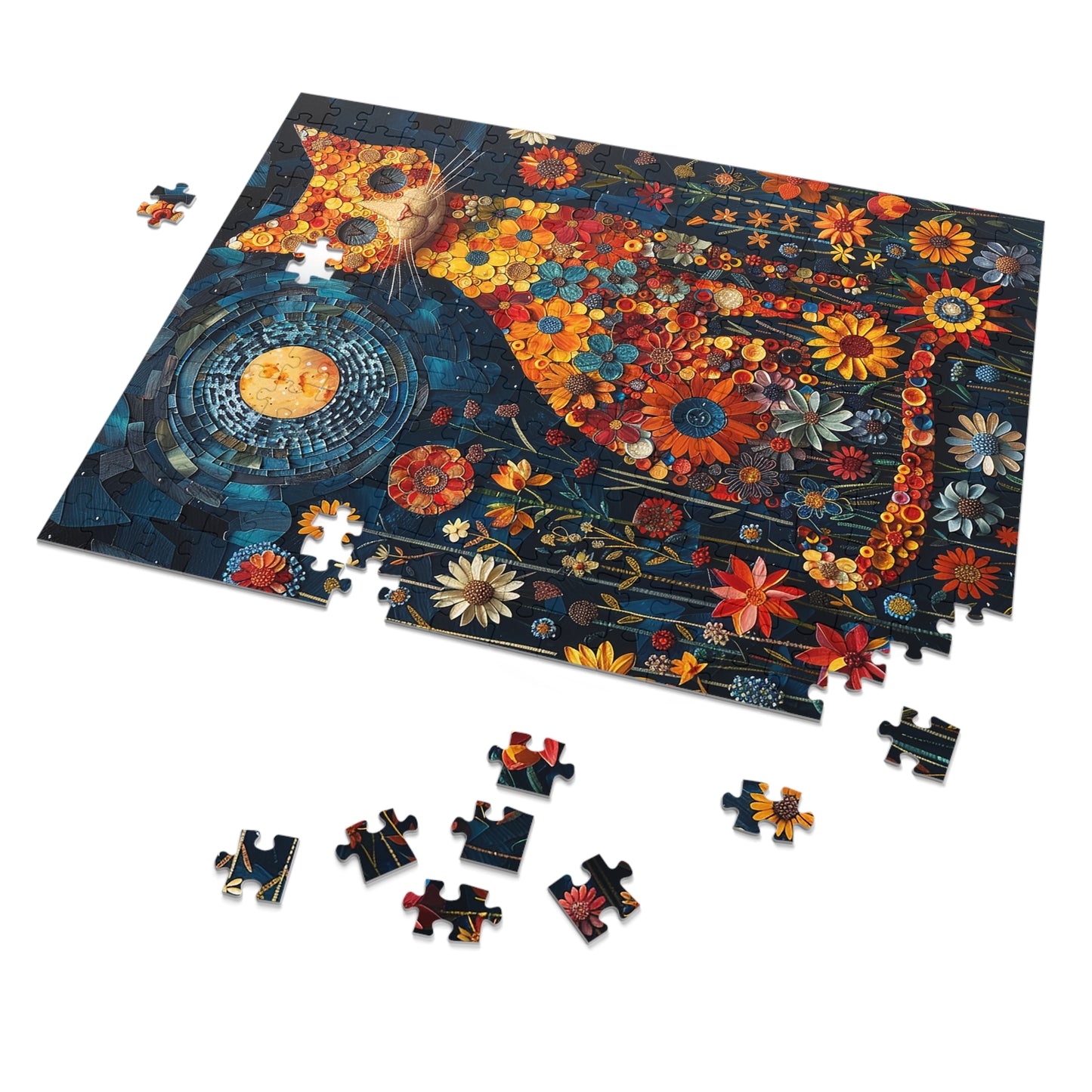 Flower Cat at Night Jigsaw Puzzle (30, 110, 252, 500,1000-Piece)