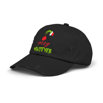 Merry Whatever Distressed Cap - Unisex Holiday Hat