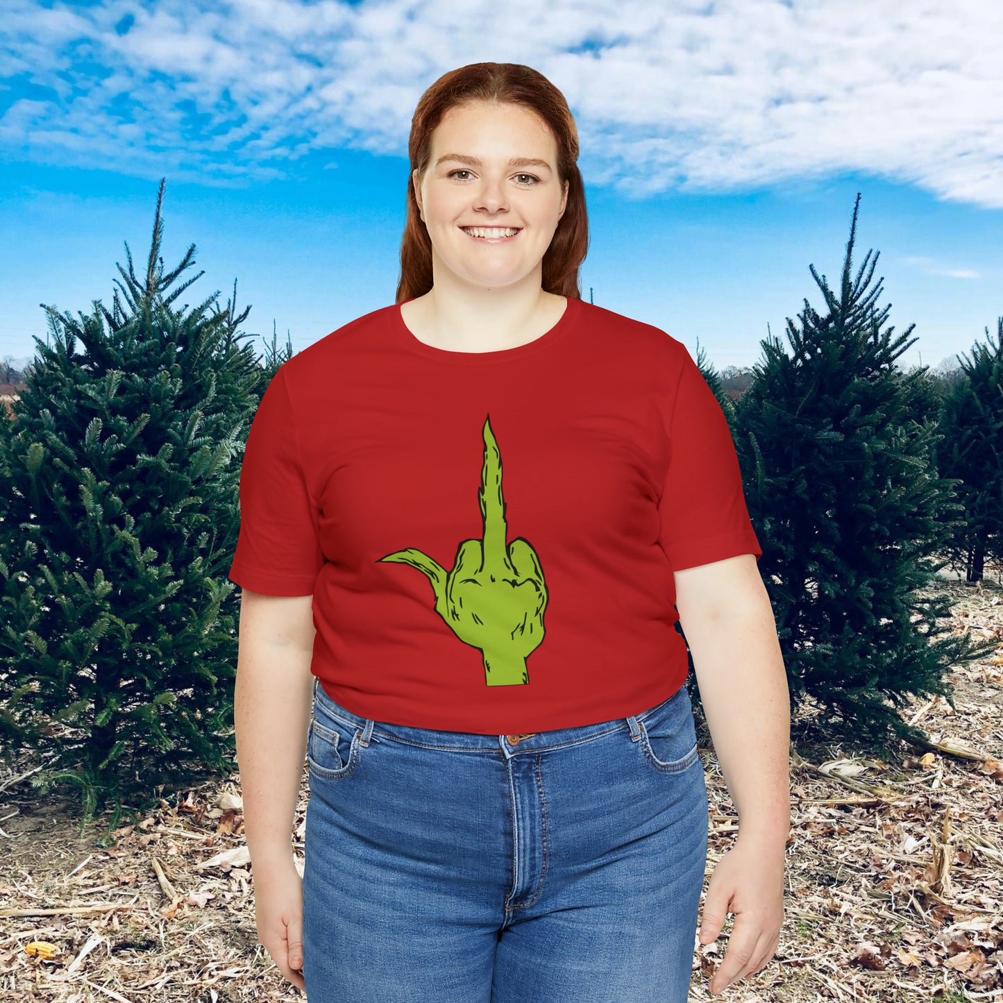 Grinch Middle Finger  Unisex Jersey Short Sleeve Tee