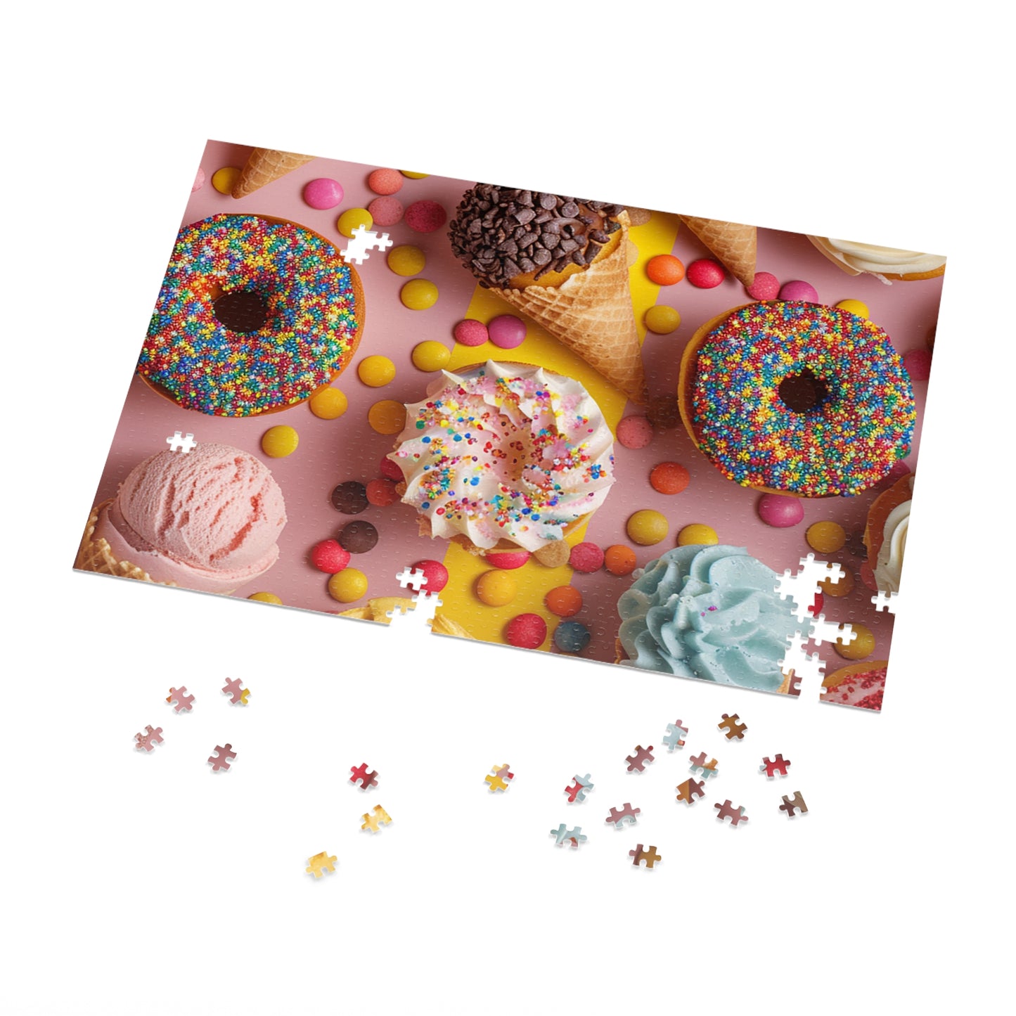 Party Time with Ice Cream, Doughnuts and Cupcakes  Jigsaw Puzzle (30, 110, 252, 500,1000-Piece)