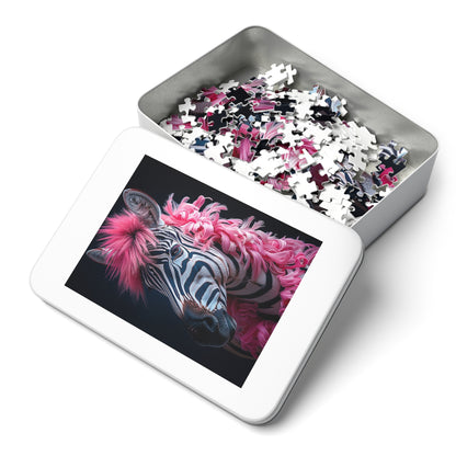 Zebra with Pink Boa Jigsaw Puzzle (30, 110, 252, 500,1000-Piece)