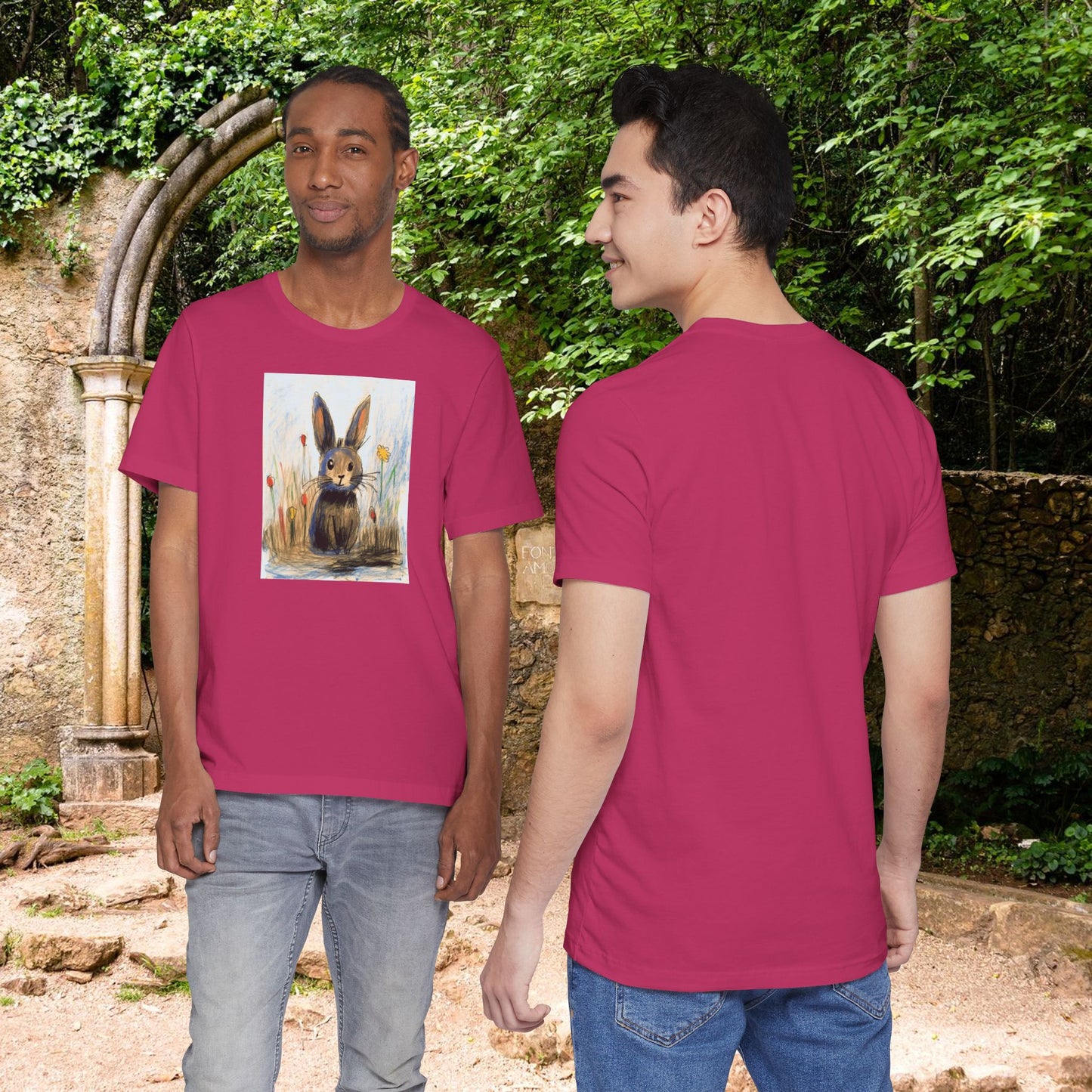 Child's Drawing of a Bunny Rabbit   Unisex Jersey Short Sleeve Tee