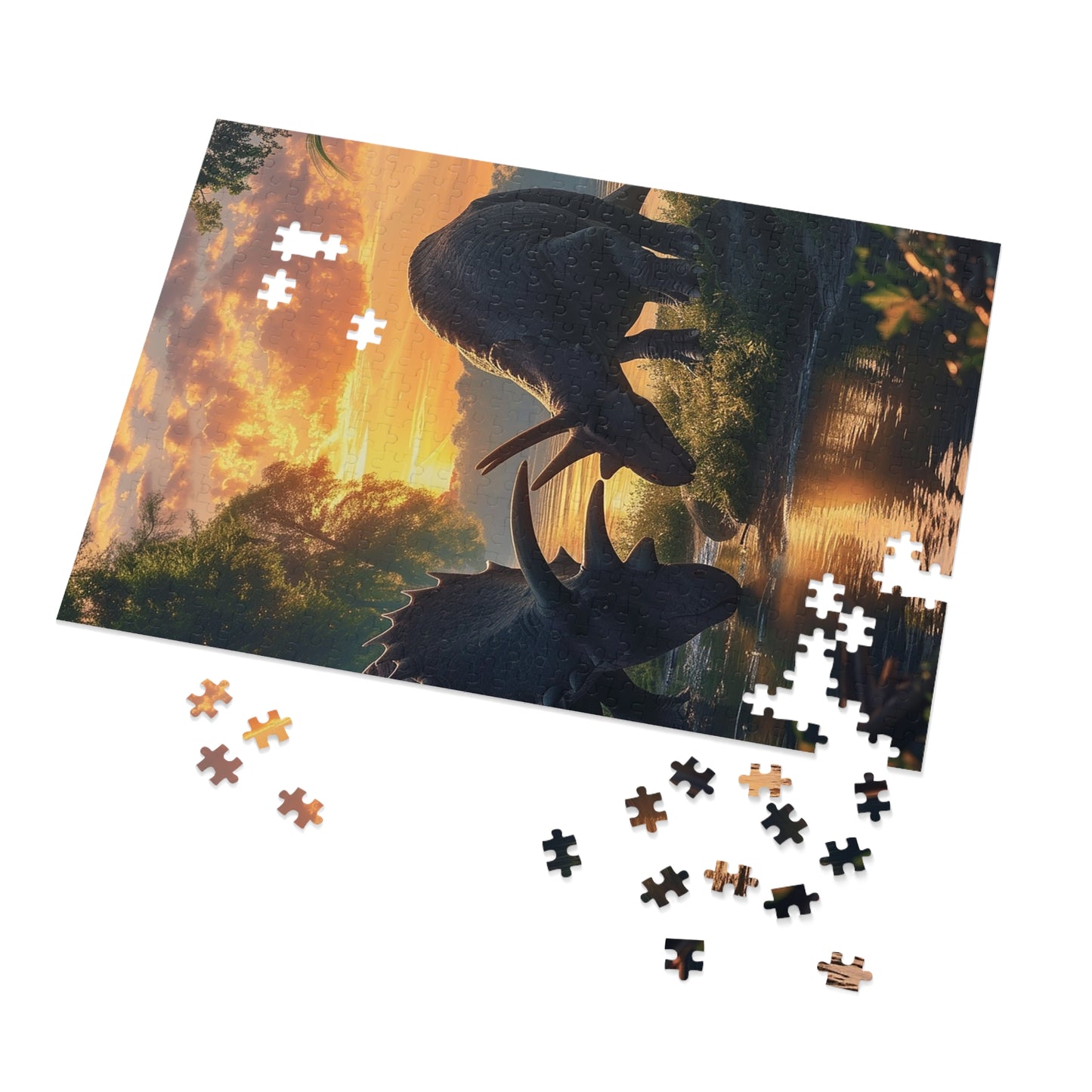 Dinosaurs Taking a Drink  Jigsaw Puzzle (30, 110, 252, 500,1000-Piece)