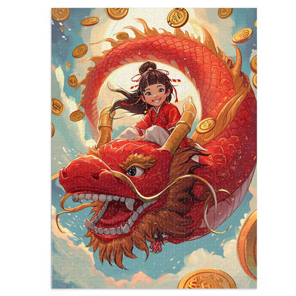 Riding the Red Chinese Dragon  Jigsaw Puzzle (30, 110, 252, 500,1000-Piece)