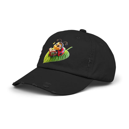 The Ladybug Reading Her Book   Distressed Cap - Unisex