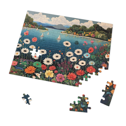 Colorful Flowers and Sailboats Jigsaw Puzzle (30, 110, 252, 500,1000-Piece)