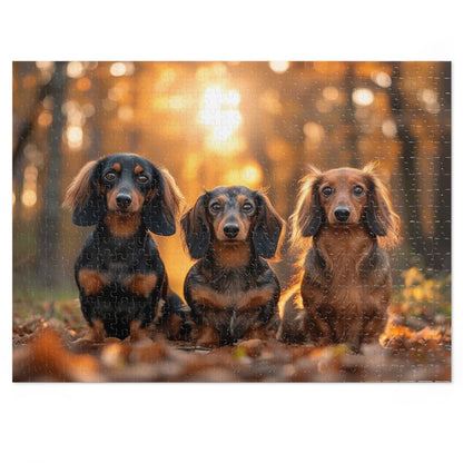 Three Dachshund Pups in Autumn Jigsaw Puzzle (30, 110, 252, 500,1000-Piece)