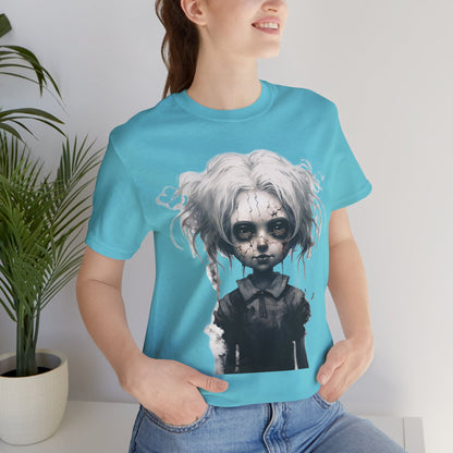 Creepy Doll Halloween Unisex Jersey Short Sleeve Tee