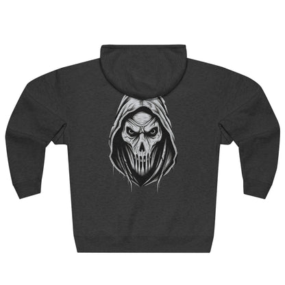 Scary Skull Back Printed Premium Full Zip Hoodie