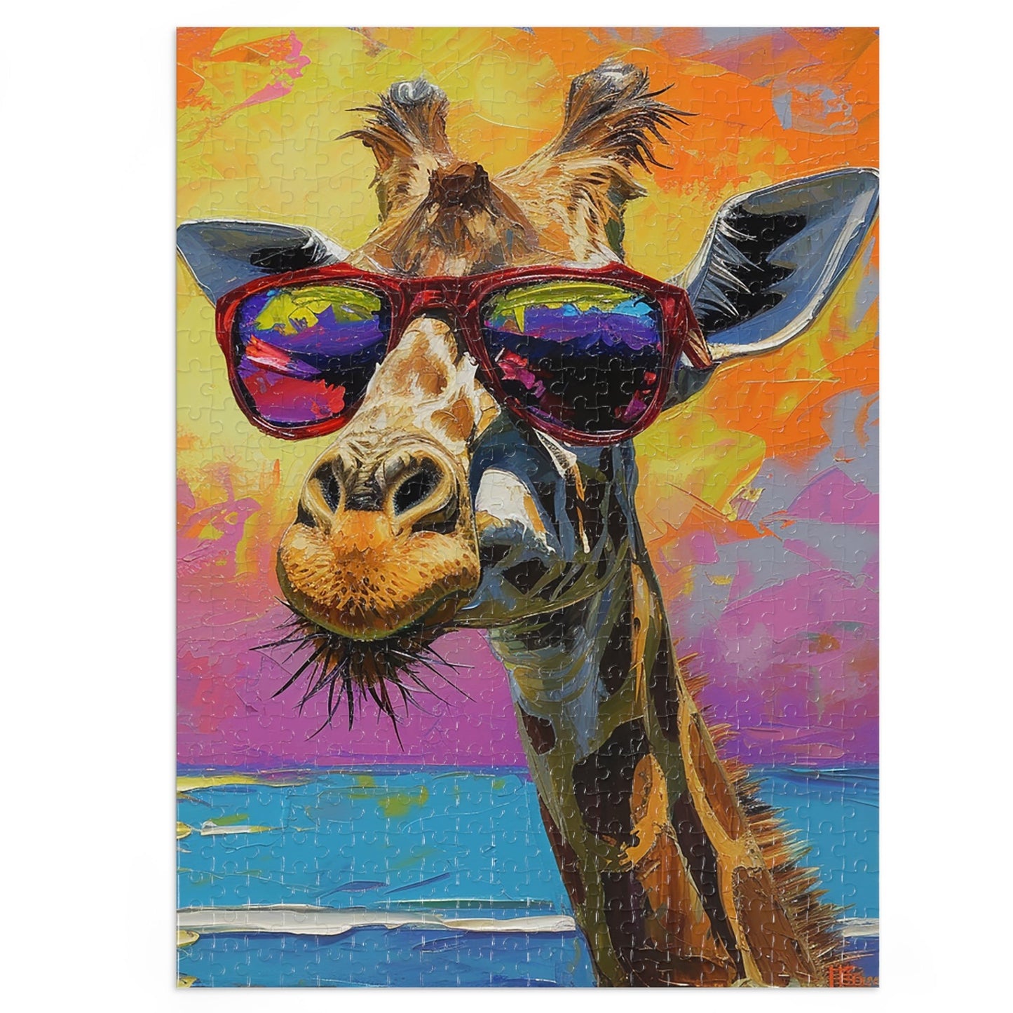 Beach Loving Giraffe Wearing Her Shades Jigsaw Puzzle (30, 110, 252, 500,1000-Piece)