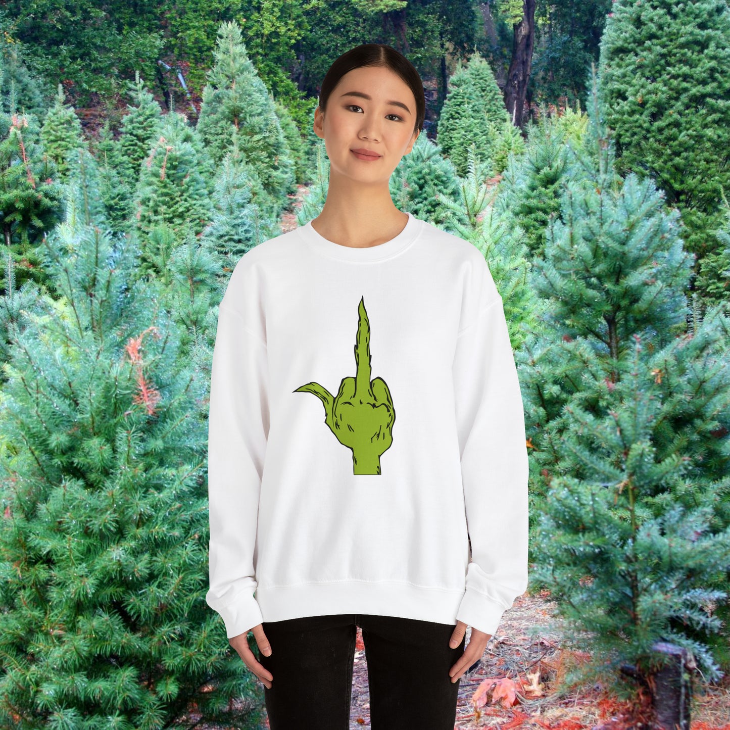 The Grinch Middle Finger!  Unisex Heavy Blend™ Crewneck Sweatshirt