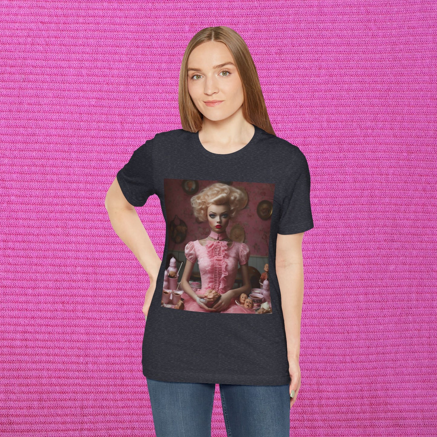 Creepy Barbie Doll Unisex Jersey Short Sleeve Tee