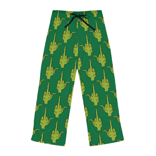 Grinch Middle Finger Women's Pajama Pants - Comfy Sleepwear for Relaxation