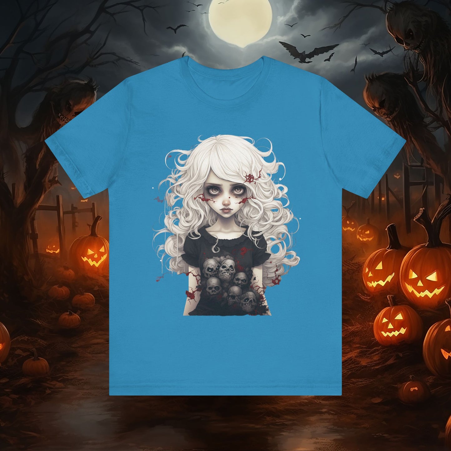 Creepy Doll Halloween Unisex Jersey Short Sleeve Tee
