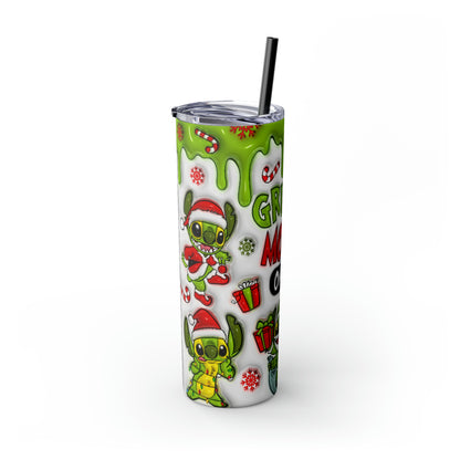 Lilo and Stitch Grinch Mode  Skinny Tumbler with Straw, 20oz