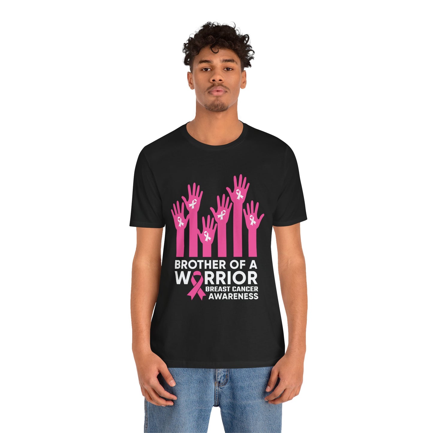 Brother of a Warrior Breast Cancer Awareness Jersey Short Sleeve Tee
