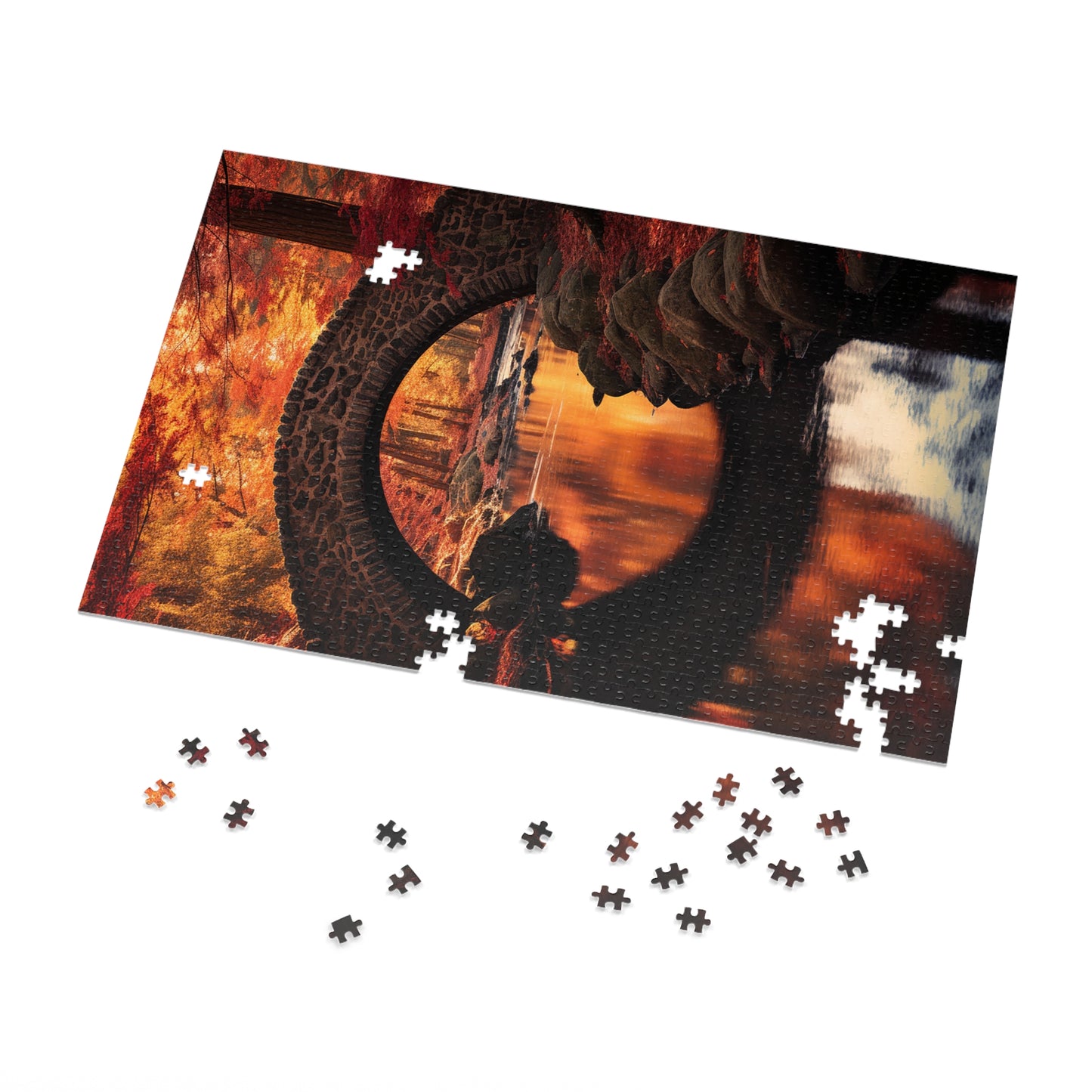 Autumn Bridge Reflection Jigsaw Puzzle (30, 110, 252, 500,1000-Piece)