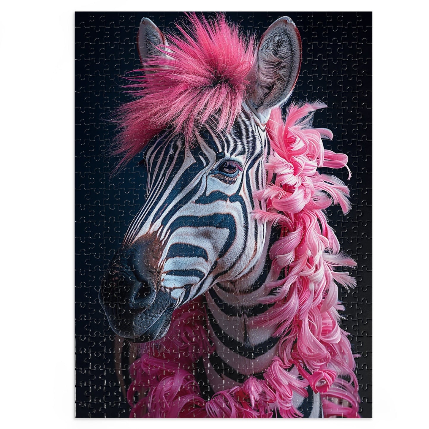 Zebra with Pink Boa Jigsaw Puzzle (30, 110, 252, 500,1000-Piece)