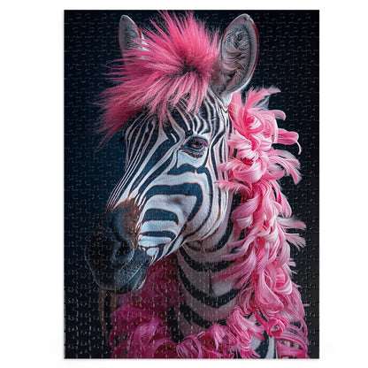 Zebra with Pink Boa Jigsaw Puzzle (30, 110, 252, 500,1000-Piece)